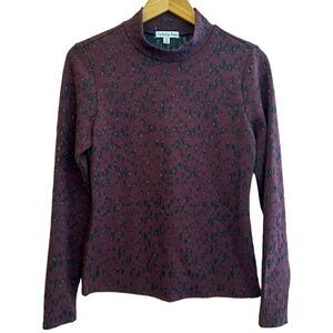 Lurex Jacquard Spotted Turtle Neck Blouse Size M NWT Ophelia Roe Women's